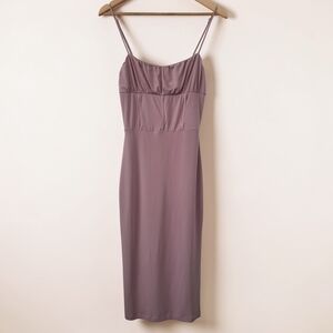 NWOT Dynamite Taupe Rose Corset Style Midi Dress